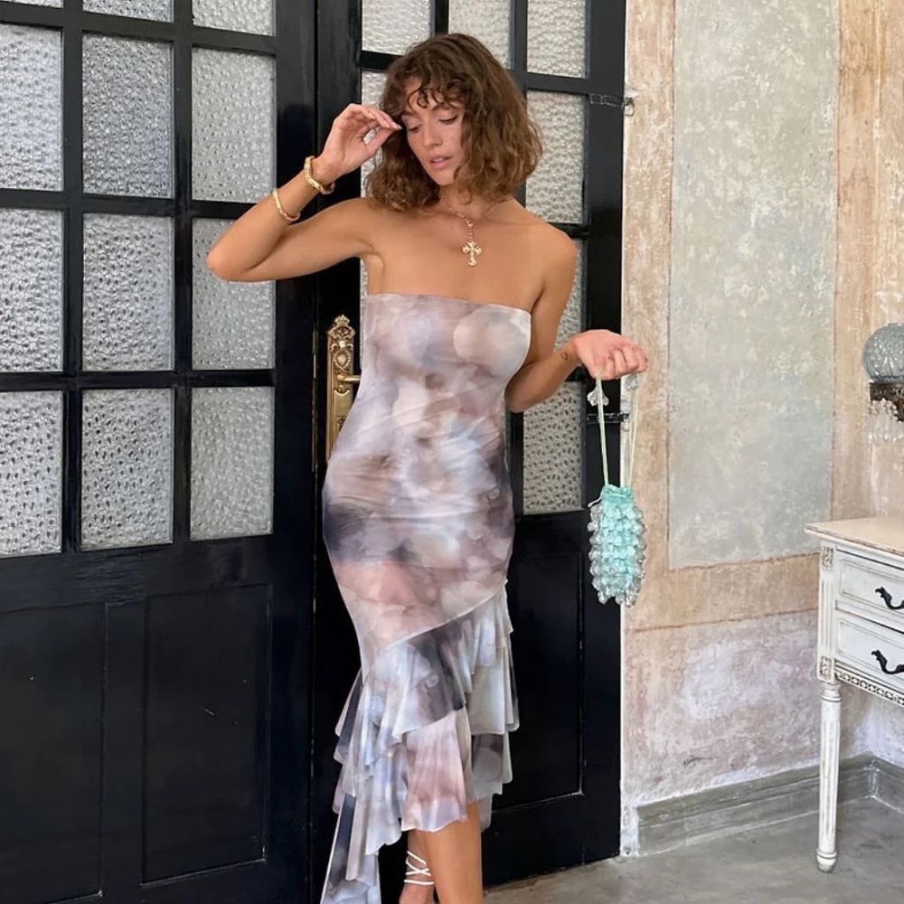 12th Tribe Strapless Dress in Black and Gray